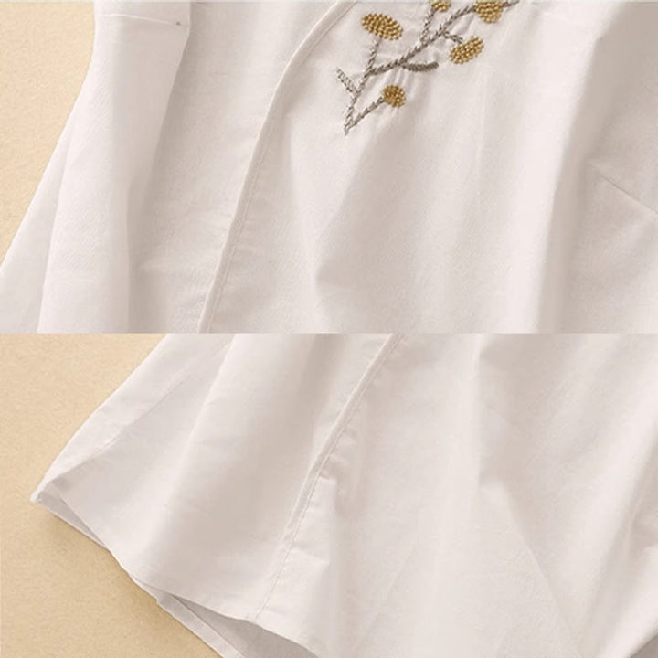 Chaleco sin mangas de lino y algodón para mujer con diseño asimétrico y bordado étnico de Buddha Stones - image 8