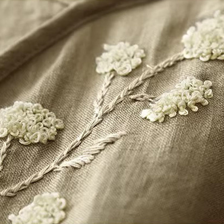 Chaleco sin mangas de lino y algodón para mujer con diseño asimétrico y bordado étnico de Buddha Stones - image 4