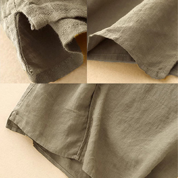 Chaleco sin mangas de lino y algodón para mujer con diseño asimétrico y bordado étnico de Buddha Stones - image 6