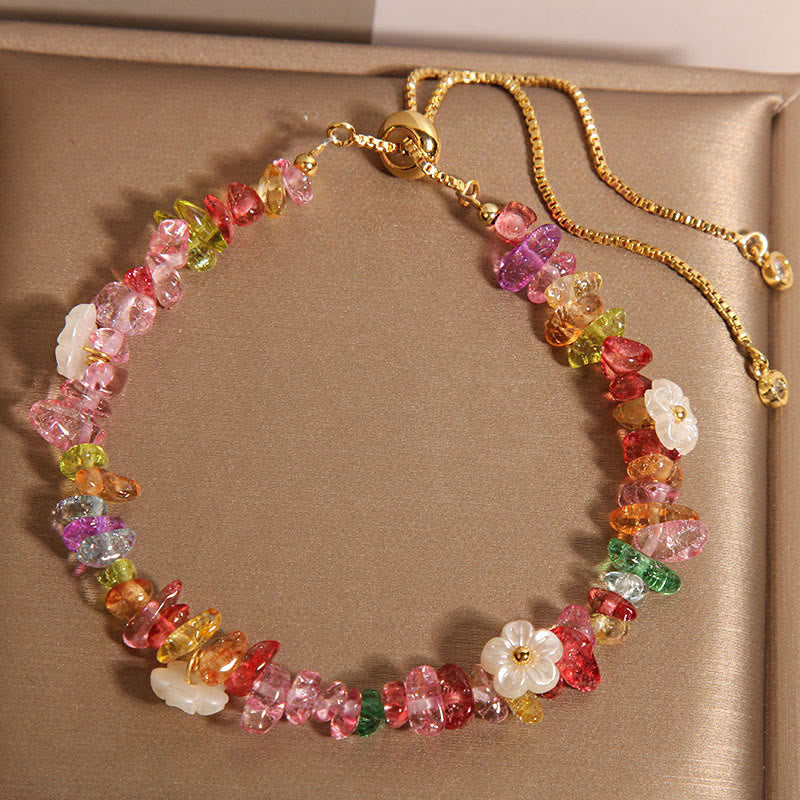 Pulsera protectora de Buddha Stones, varios cristales de grava, cristal blanco y cristal azul.