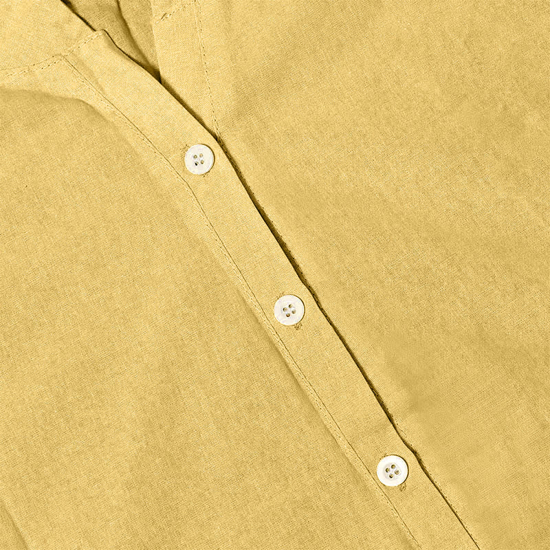 Camisa informal de manga corta con cuello entallado y botones lisos de Buddha Stones para mujer - image 14