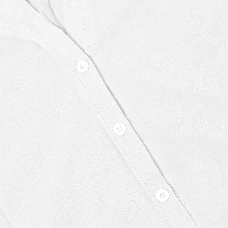 Camisa informal de manga corta con cuello entallado y botones lisos de Buddha Stones para mujer - image 16