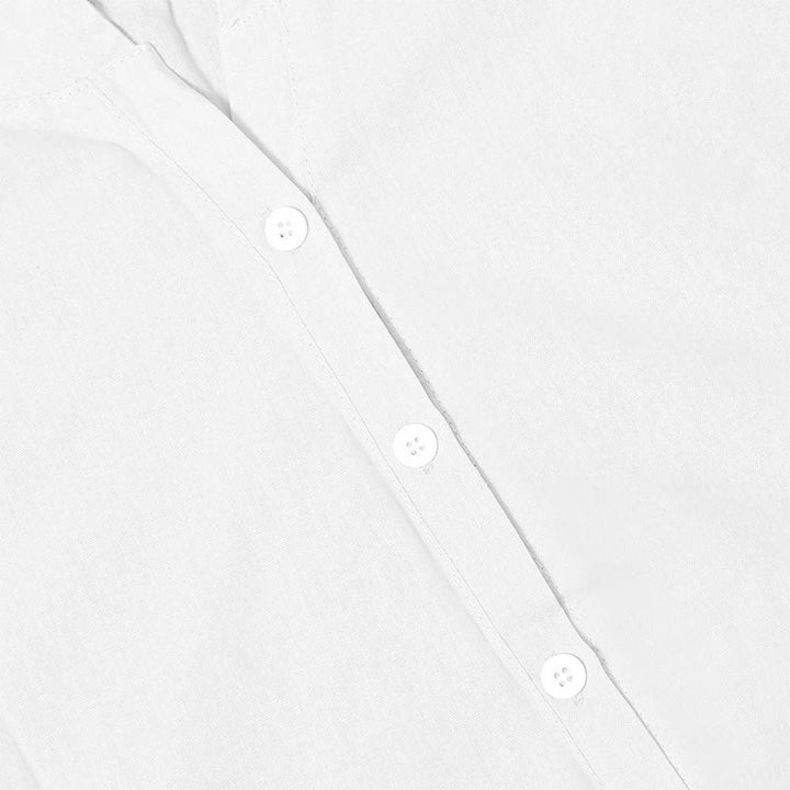 Camisa informal de manga corta con cuello entallado y botones lisos de Buddha Stones para mujer - image 16