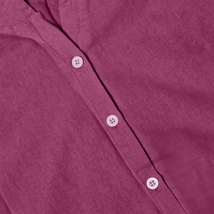 Camisa informal de manga corta con cuello entallado y botones lisos de Buddha Stones para mujer - image 24