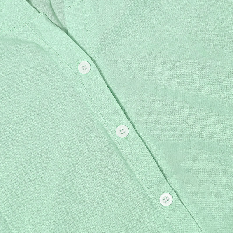 Camisa informal de manga corta con cuello entallado y botones lisos de Buddha Stones para mujer - image 28