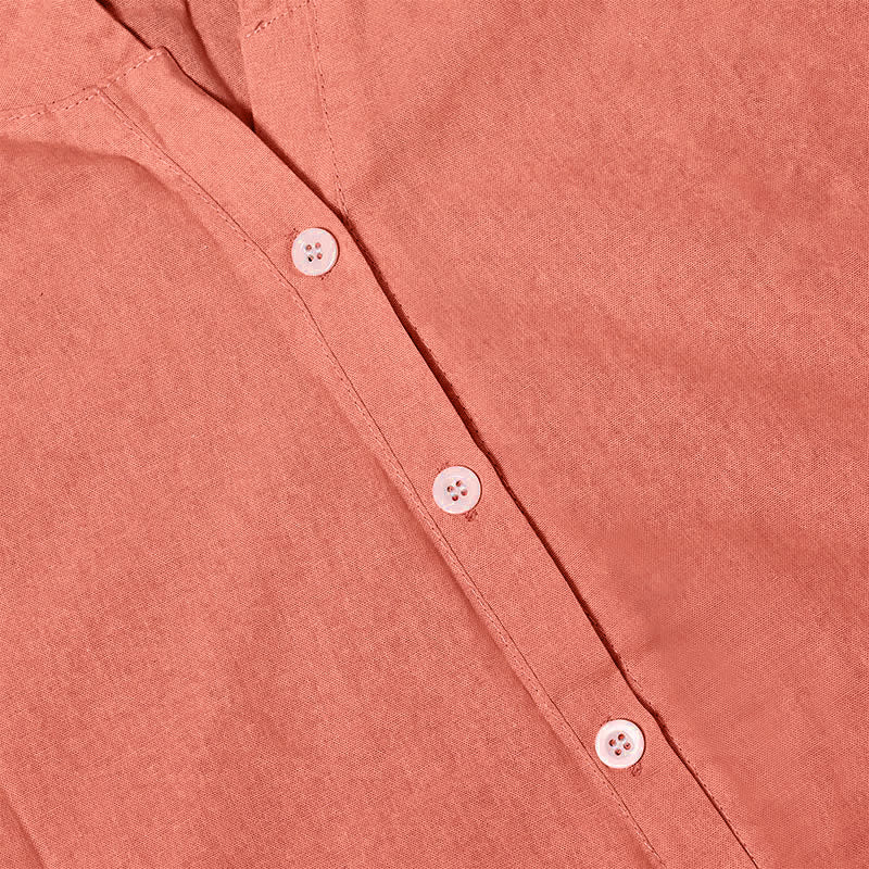 Camisa informal de manga corta con cuello entallado y botones lisos de Buddha Stones para mujer - image 49