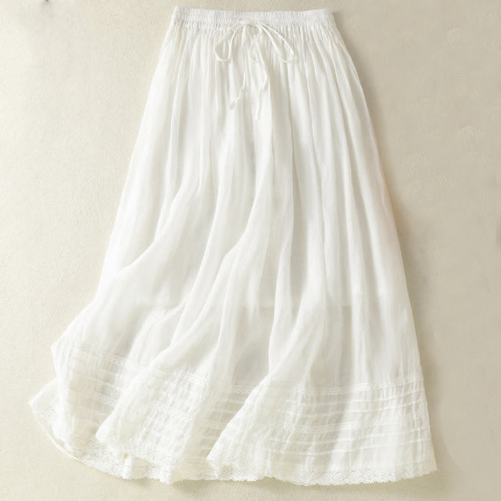 Falda de verano lisa con cordón ajustable y diseño de encaje y patchwork, con estampado de Buddha Stones, para mujer, de 7 a 8 pulgadas de largo. - Blanco - US8-10，UK/AU12-14，EU40-42 (2XL) - image 10