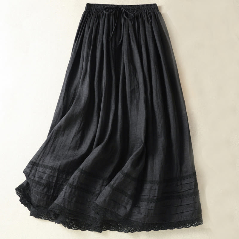Falda de verano lisa con cordón ajustable y diseño de encaje y patchwork, con estampado de Buddha Stones, para mujer, de 7 a 8 pulgadas de largo. - Negro - US8-10，UK/AU12-14，EU40-42 (2XL) - image 19