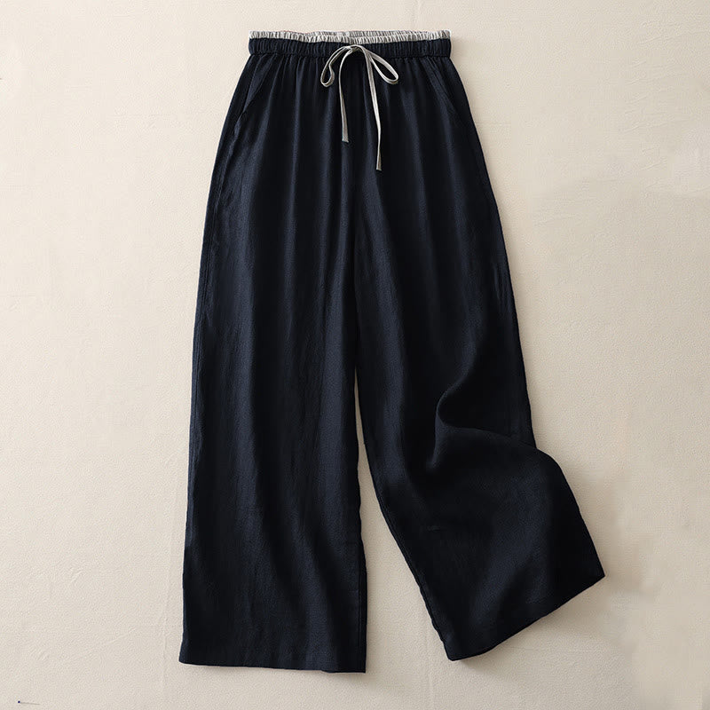 Pantalones anchos de algodón con bolsillos y cordón para mujer, estilo casual, con bloques de color, de Buddha Stones - Negro - US14, UK/AU18, EU46 (3XL) - image 10