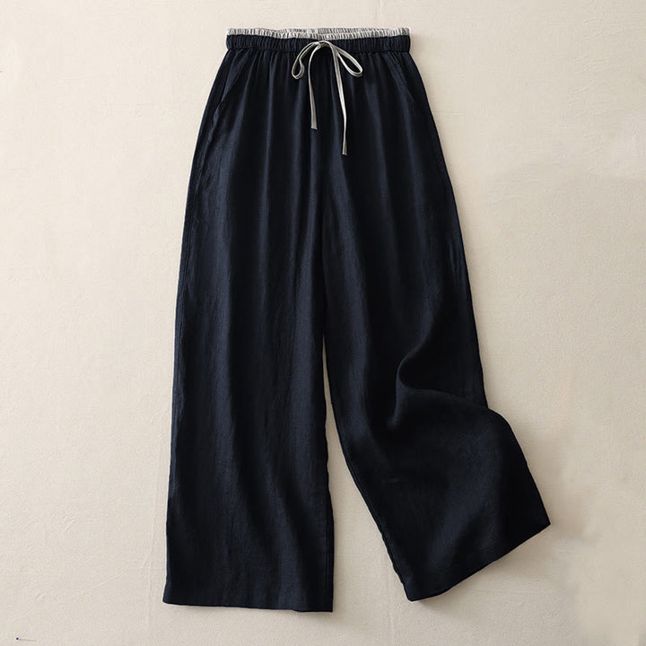 Pantalones anchos de algodón con bolsillos y cordón para mujer, estilo casual, con bloques de color, de Buddha Stones - Negro - US14, UK/AU18, EU46 (3XL) - image 10