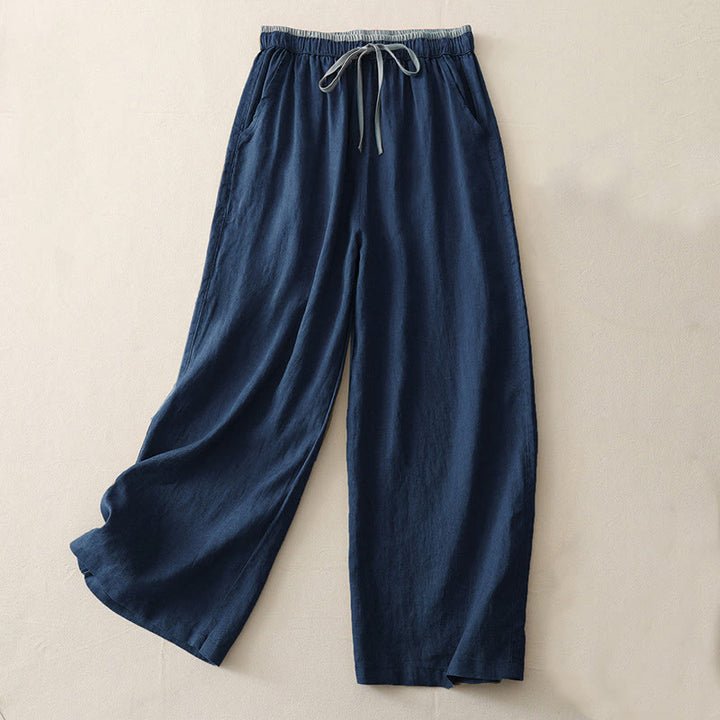Pantalones anchos de algodón con bolsillos y cordón para mujer, estilo casual, con bloques de color, de Buddha Stones - Azul medio - US14, UK/AU18, EU46 (3XL) - image 12