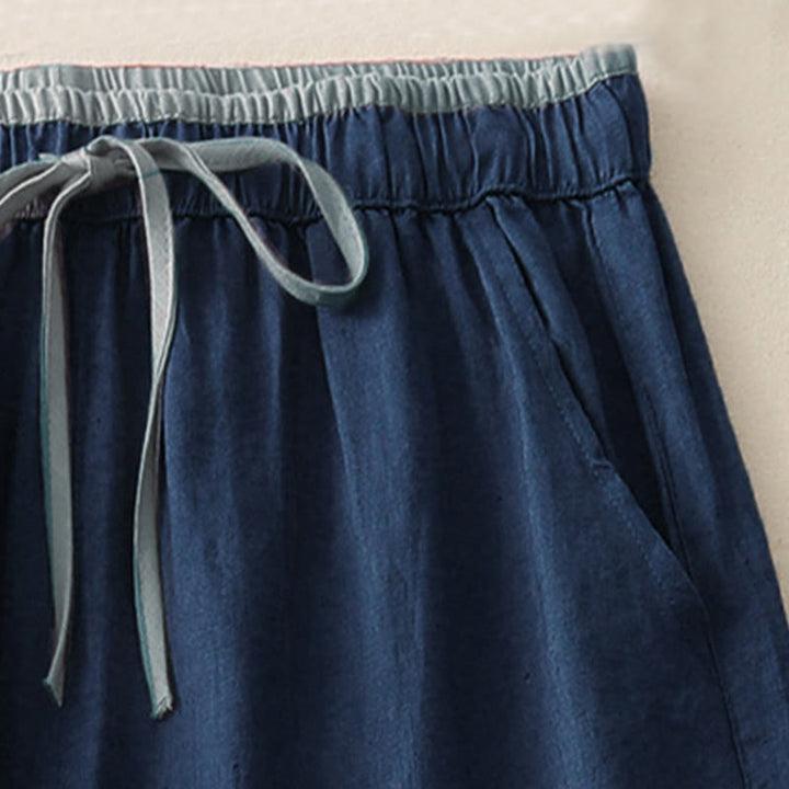 Pantalones anchos de algodón con bolsillos y cordón para mujer, estilo casual, con bloques de color, de Buddha Stones - image 13