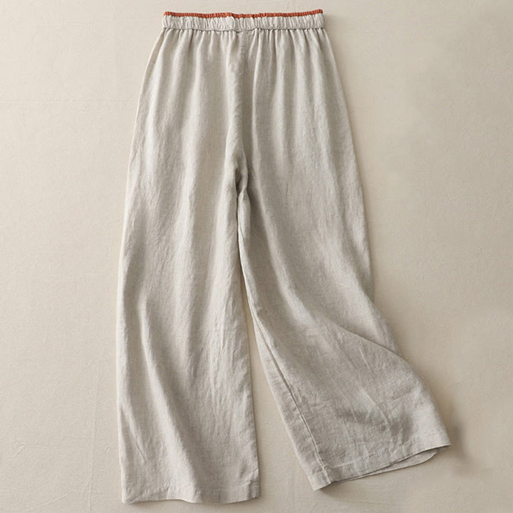 Pantalones anchos de algodón con bolsillos y cordón para mujer, estilo casual, con bloques de color, de Buddha Stones - image 17