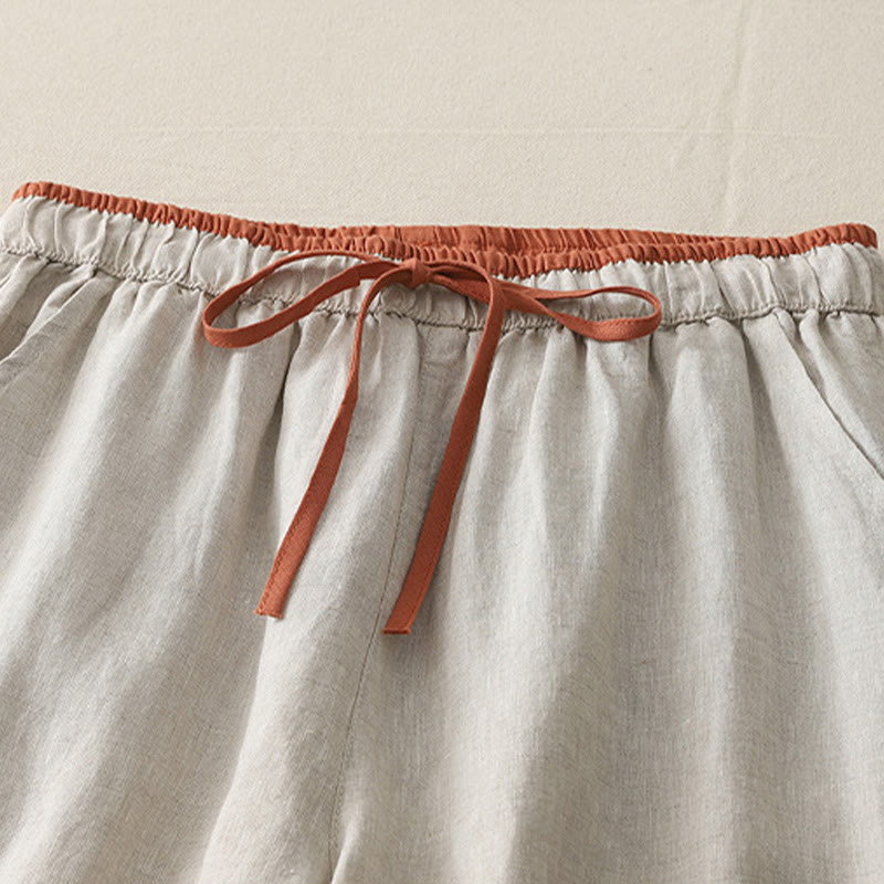Pantalones anchos de algodón con bolsillos y cordón para mujer, estilo casual, con bloques de color, de Buddha Stones - image 18
