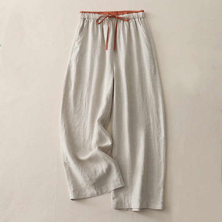 Pantalones anchos de algodón con bolsillos y cordón para mujer, estilo casual, con bloques de color, de Buddha Stones - Beige - US14, UK/AU18, EU46 (3XL) - image 16