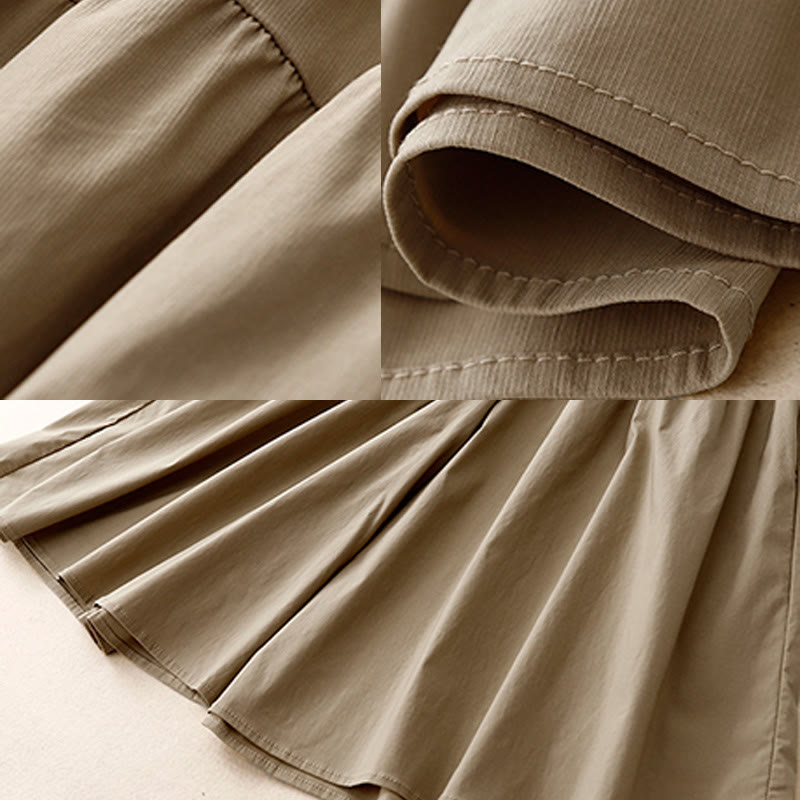 Pantalones casuales sueltos y lisos de algodón elástico para mujer, de Buddha Stones, con pernera ancha y bolsillos, de 7-8 de largo.
