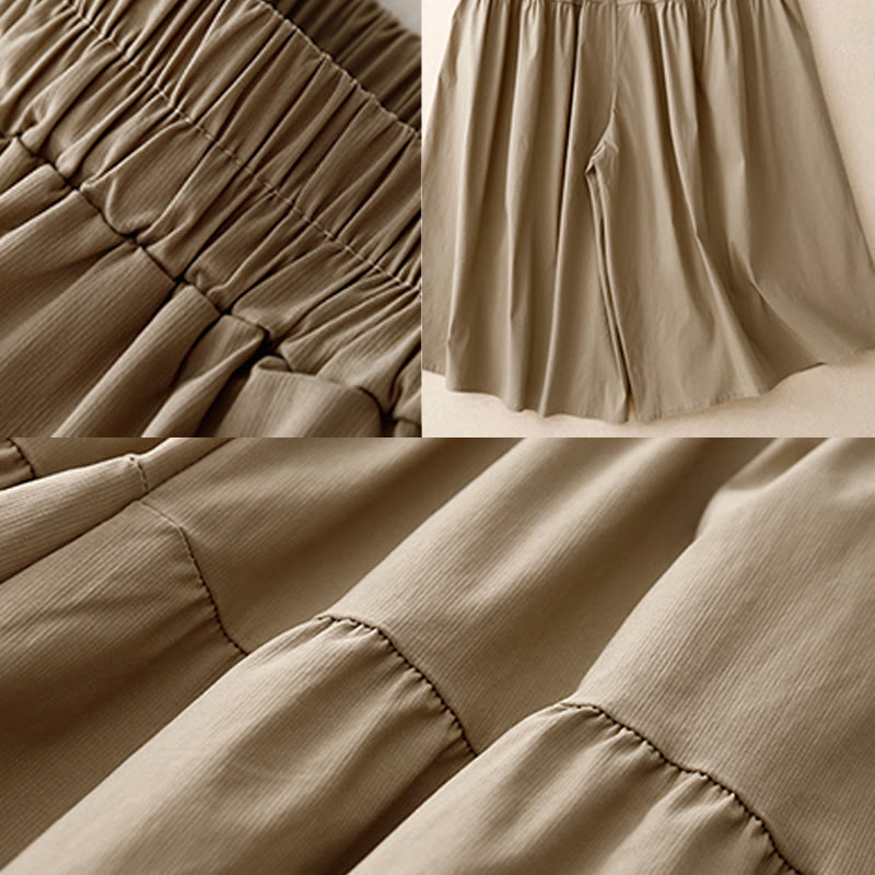 Pantalones casuales sueltos y lisos de algodón elástico para mujer, de Buddha Stones, con pernera ancha y bolsillos, de 7-8 de largo. - image 5