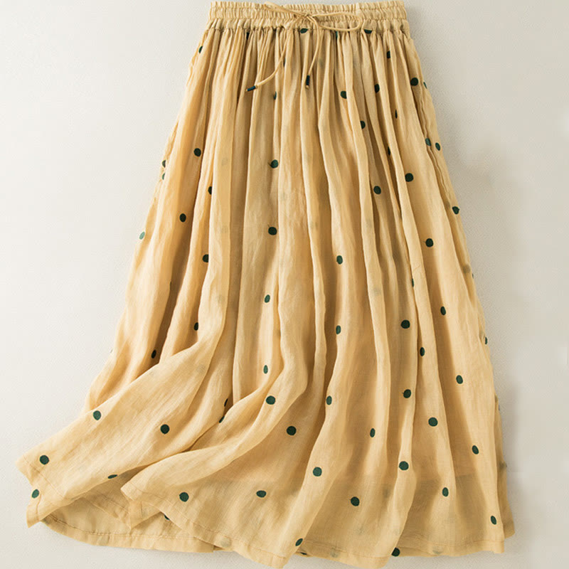 Falda plisada para mujer con estampado artístico de puntos vintage de Buddha Stones - Amarillo - US8-10，UK/AU12-14，EU40-42 (2XL) - image 23