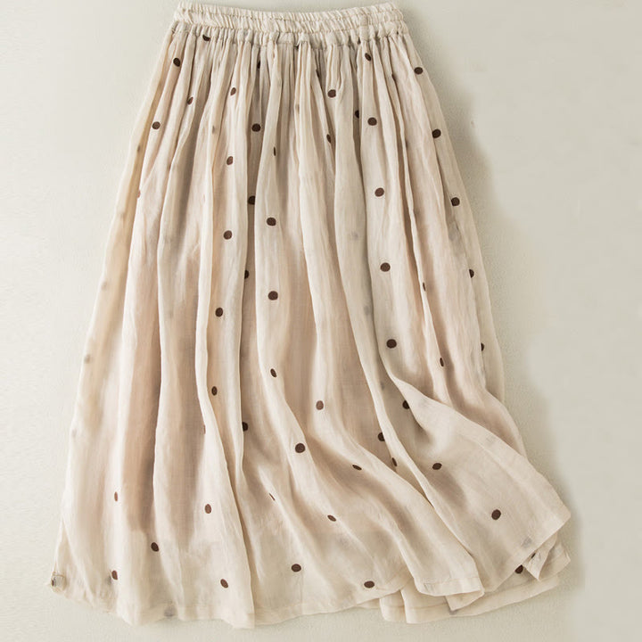 Falda plisada para mujer con estampado artístico de puntos vintage de Buddha Stones - image 1