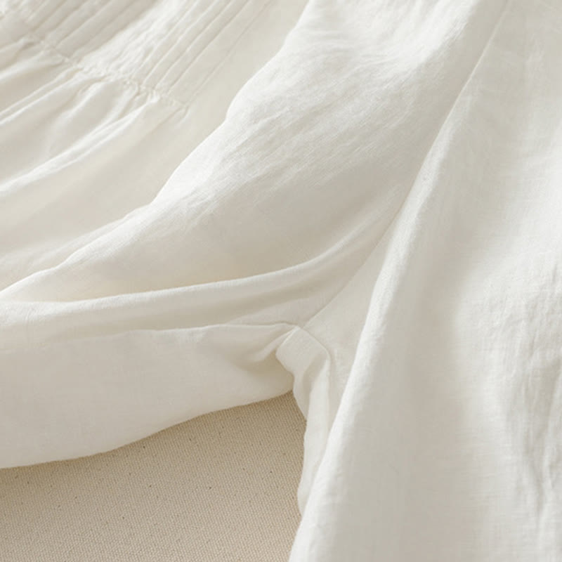 Pantalones casuales Buddha Stones de poliéster con pliegues, pierna ancha y bolsillos para mujer. - image 11