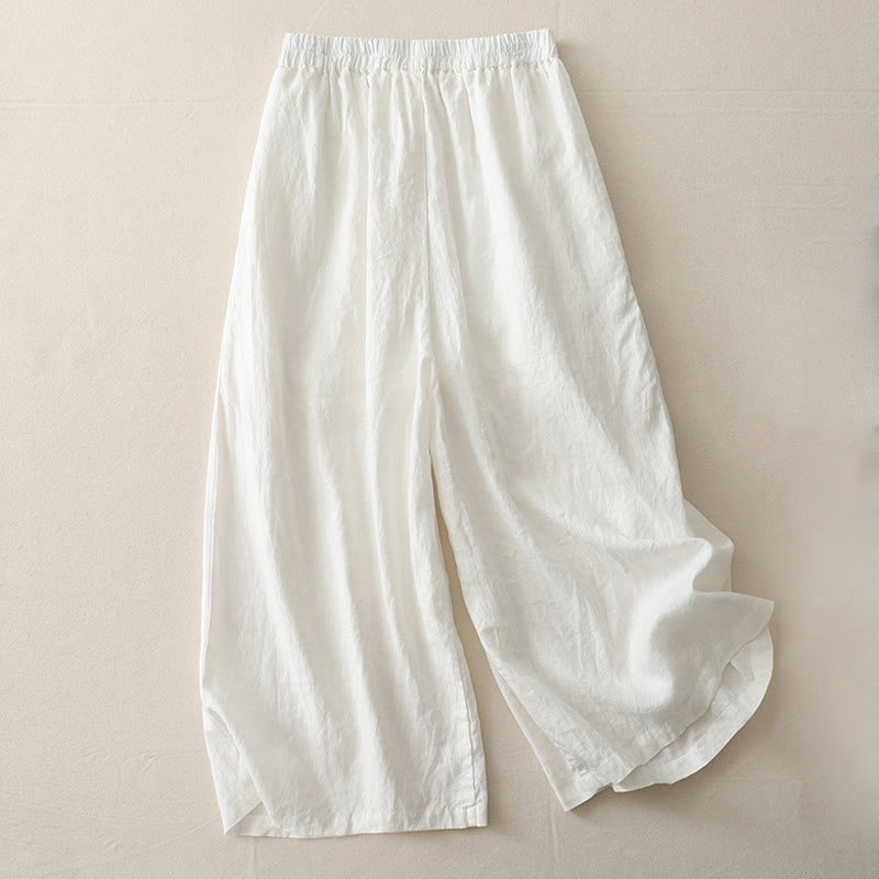 Pantalones casuales Buddha Stones de poliéster con pliegues, pierna ancha y bolsillos para mujer. - image 5