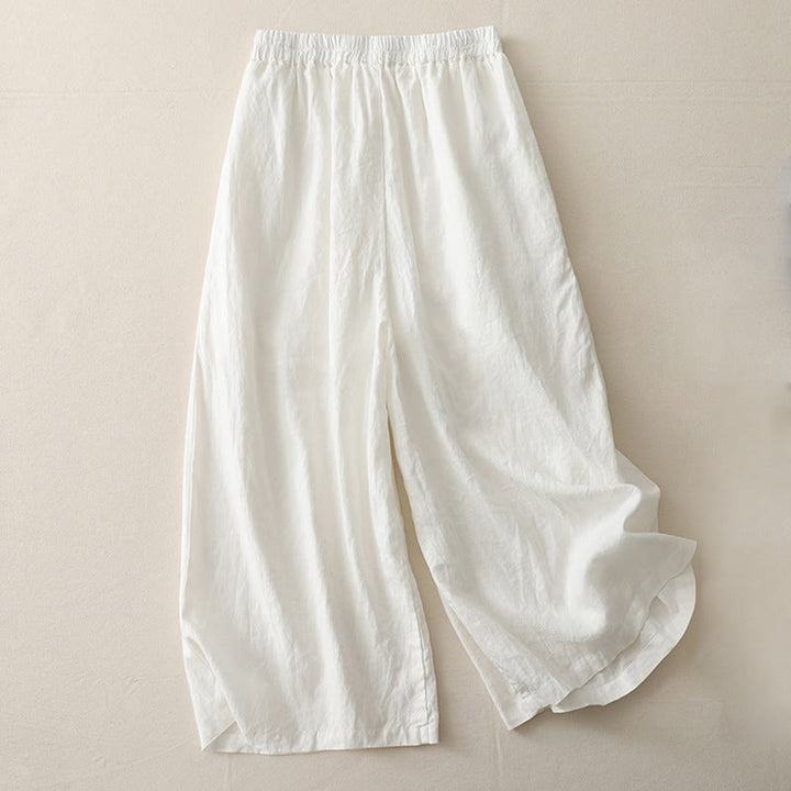 Pantalones casuales Buddha Stones de poliéster con pliegues, pierna ancha y bolsillos para mujer. - image 5