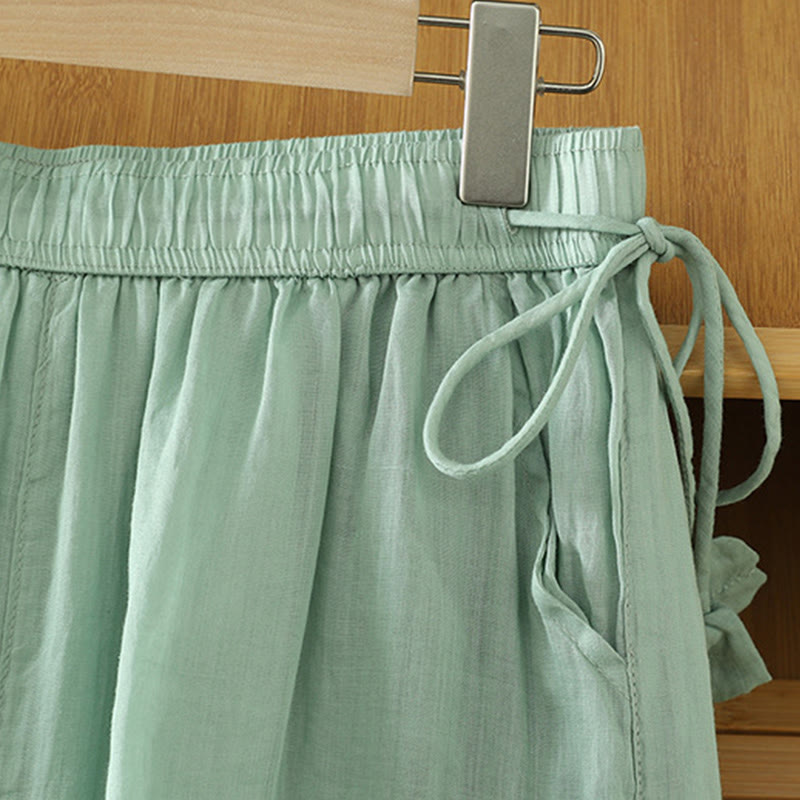 Pantalones anchos de poliéster para mujer, informales, lisos, con forro y cinta elástica, con bolsillos, de Buddha Stones - image 16