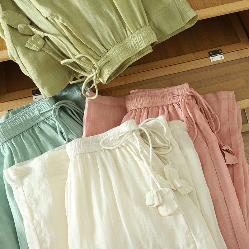 Pantalones anchos de poliéster para mujer, informales, lisos, con forro y cinta elástica, con bolsillos, de Buddha Stones - image 24