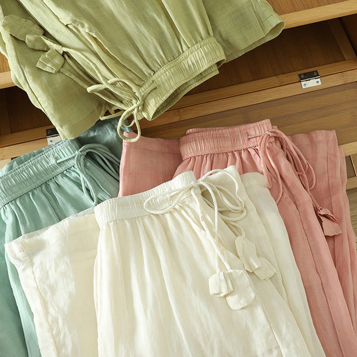 Pantalones anchos de poliéster para mujer, informales, lisos, con forro y cinta elástica, con bolsillos, de Buddha Stones - image 24