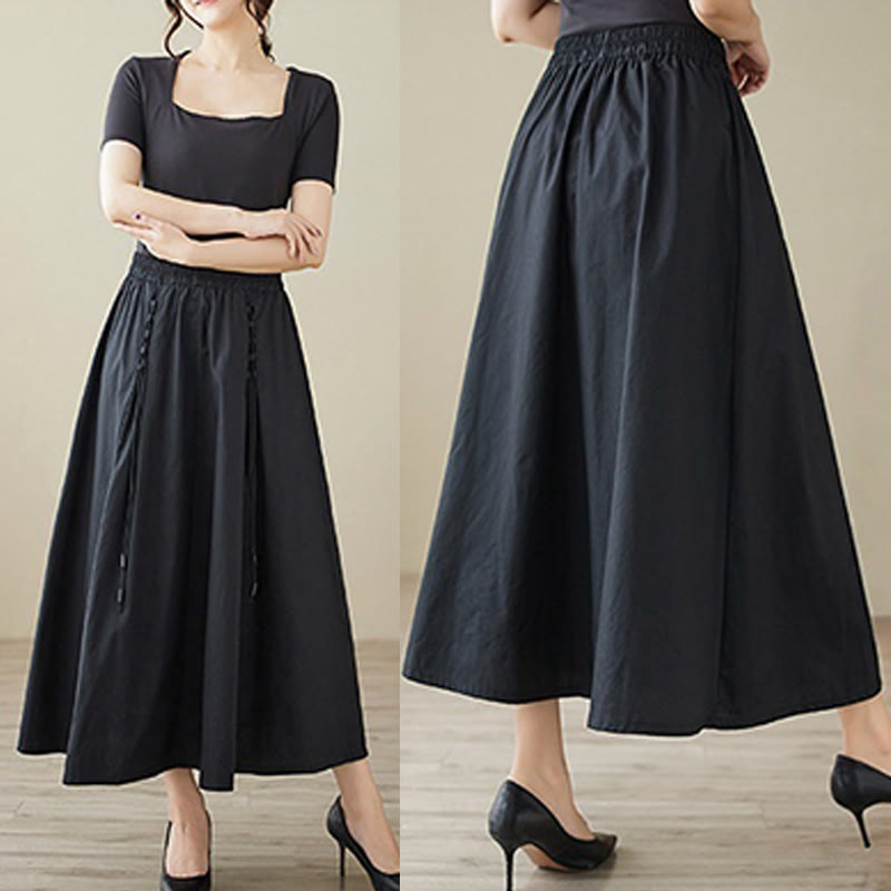 Falda plisada de algodón para mujer, informal, de verano, con Buddha Stones , de color puro - image 19