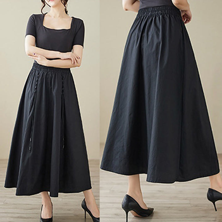 Falda plisada de algodón para mujer, informal, de verano, con Buddha Stones , de color puro - image 19