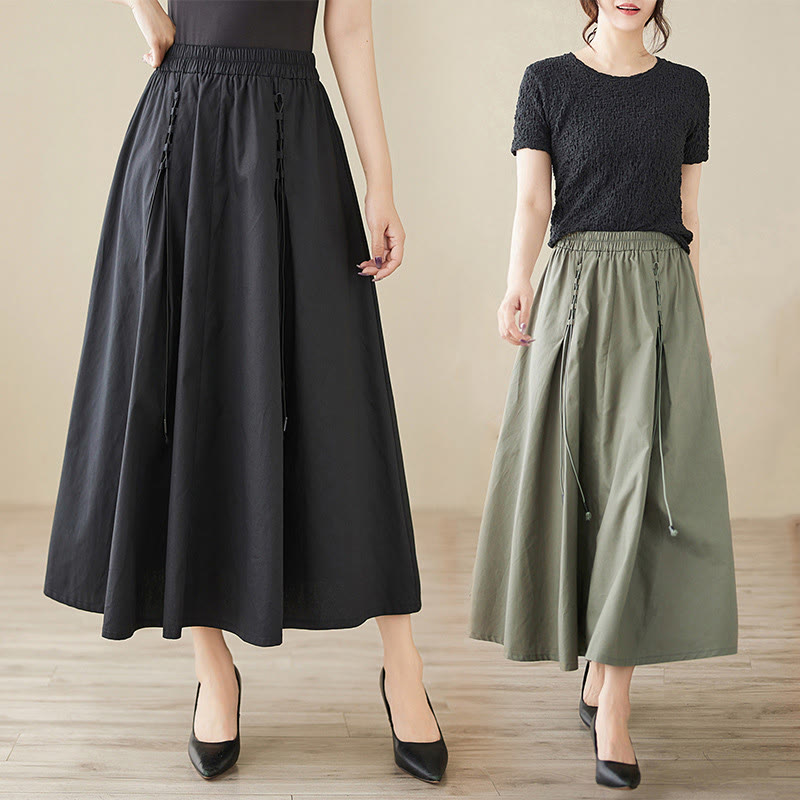 Falda plisada de algodón para mujer, informal, de verano, con Buddha Stones , de color puro - image 21