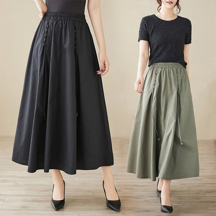 Falda plisada de algodón para mujer, informal, de verano, con Buddha Stones , de color puro - image 21