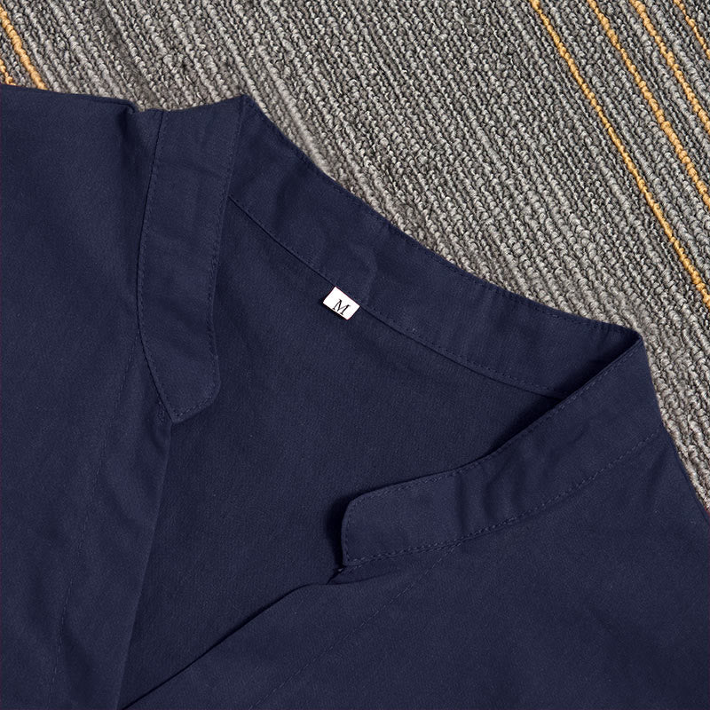 Camisa de lino y algodón de manga corta para mujer, informal, de verano, con cuello entallado y botones, estilo Buddha Stones - image 2