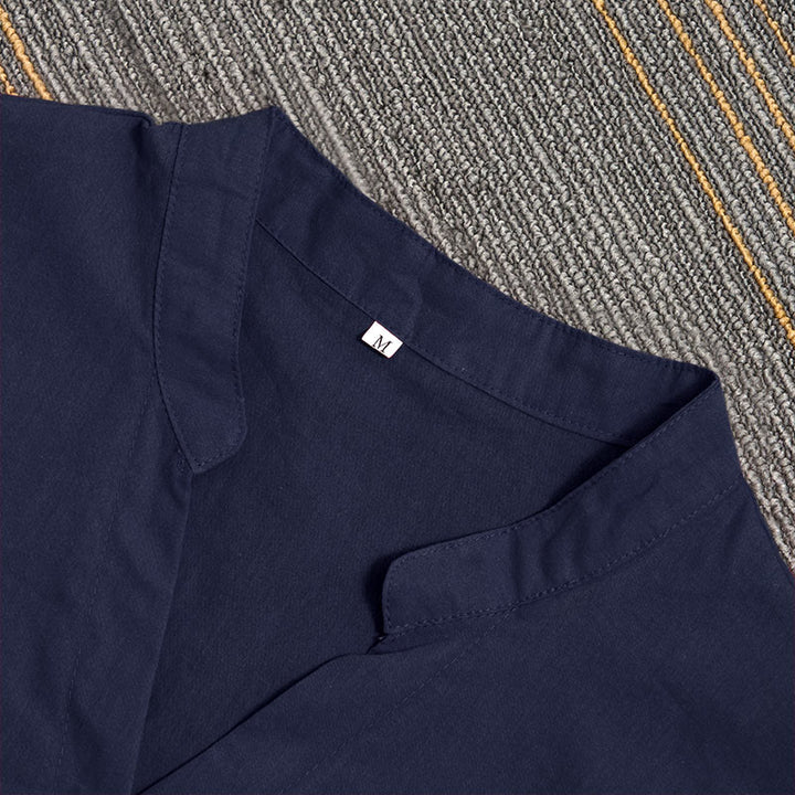 Camisa de lino y algodón de manga corta para mujer, informal, de verano, con cuello entallado y botones, estilo Buddha Stones - image 2