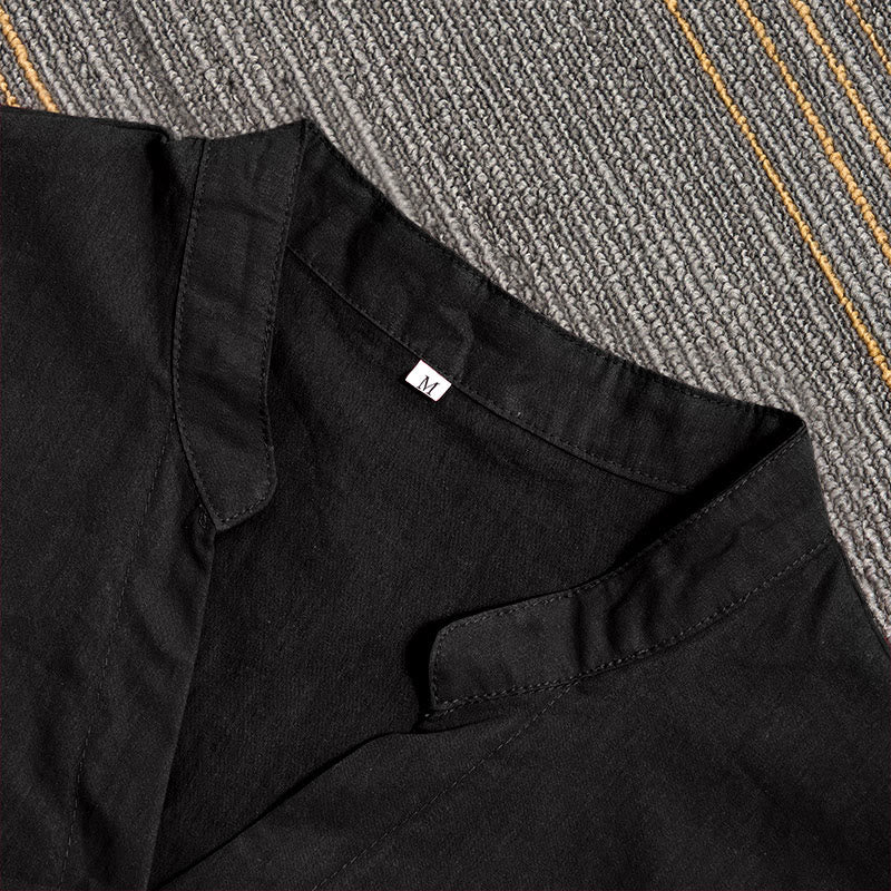 Camisa de lino y algodón de manga corta para mujer, informal, de verano, con cuello entallado y botones, estilo Buddha Stones - image 8