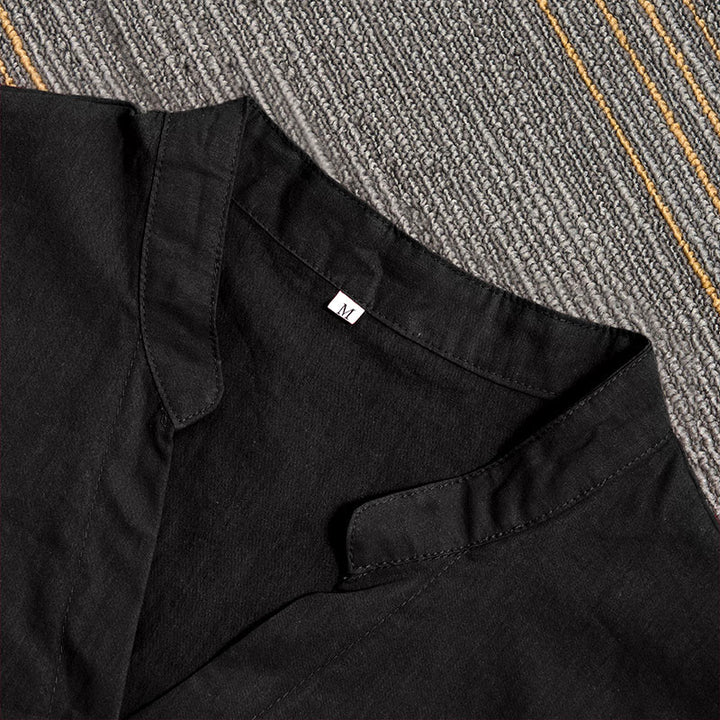 Camisa de lino y algodón de manga corta para mujer, informal, de verano, con cuello entallado y botones, estilo Buddha Stones - image 8