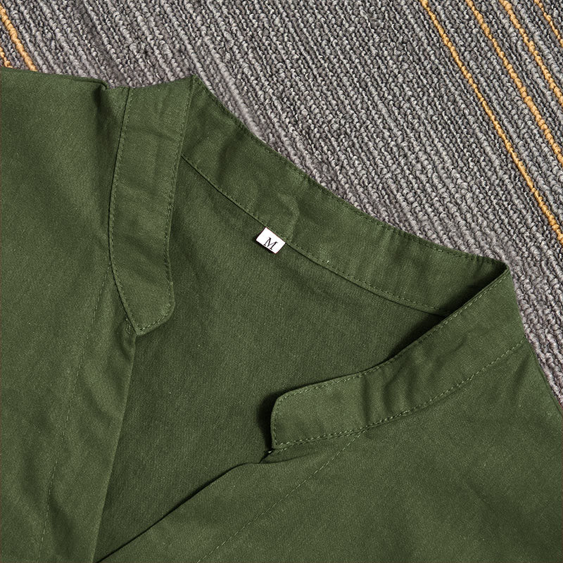 Camisa de lino y algodón de manga corta para mujer, informal, de verano, con cuello entallado y botones, estilo Buddha Stones - image 20