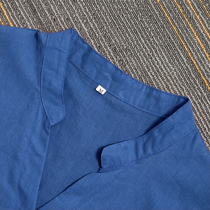 Camisa de lino y algodón de manga corta para mujer, informal, de verano, con cuello entallado y botones, estilo Buddha Stones - image 26