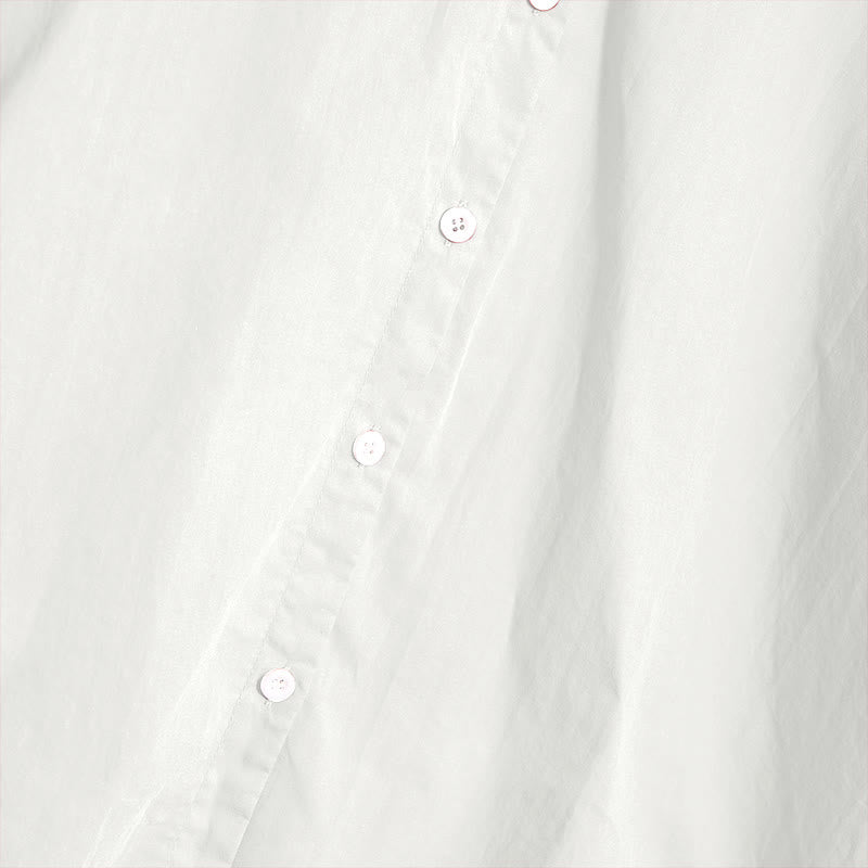 Camisa de lino y algodón de manga corta para mujer, informal, de verano, con cuello entallado y botones, estilo Buddha Stones - image 34