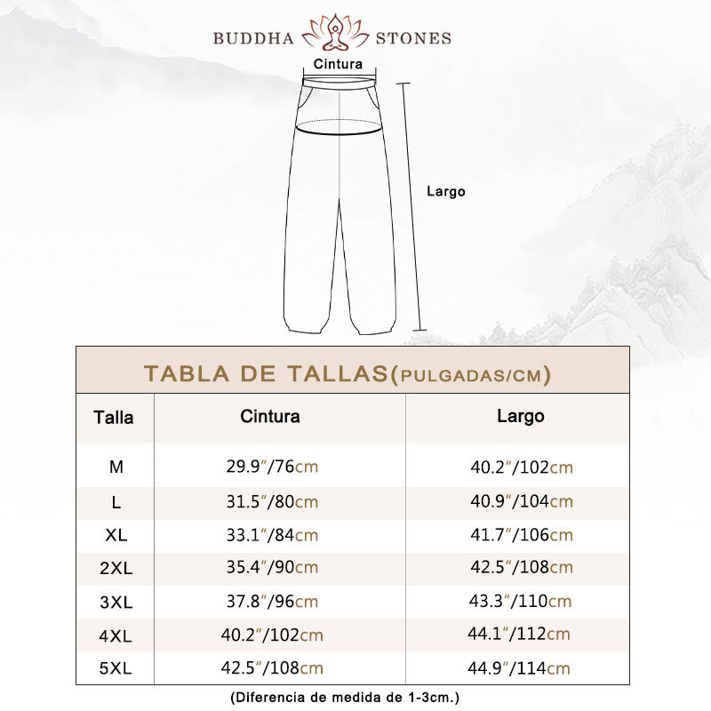 Pantalones de algodón con cordón y bolsillos para hombre de color liso con Buddha Stones - image 3