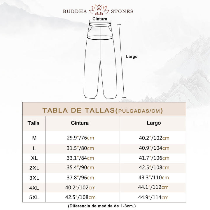 Pantalones de algodón con cordón y bolsillos para hombre de color liso con Buddha Stones - image 3