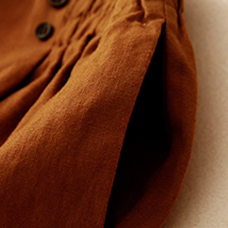 Pantalones cortos de verano para mujer, informales, plisados, lisos, de algodón y lino, con bolsillos, de Buddha Stones