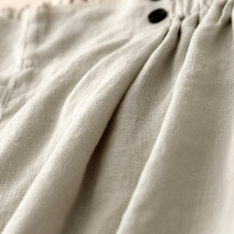 Pantalones cortos de verano para mujer, informales, plisados, lisos, de algodón y lino, con bolsillos, de Buddha Stones