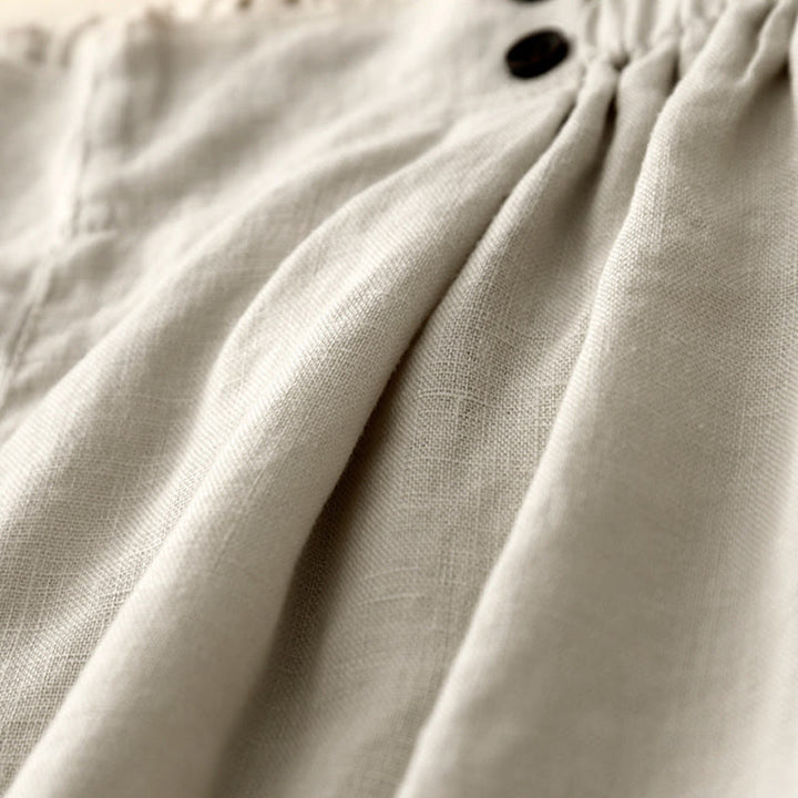 Pantalones cortos de verano para mujer, informales, plisados, lisos, de algodón y lino, con bolsillos, de Buddha Stones