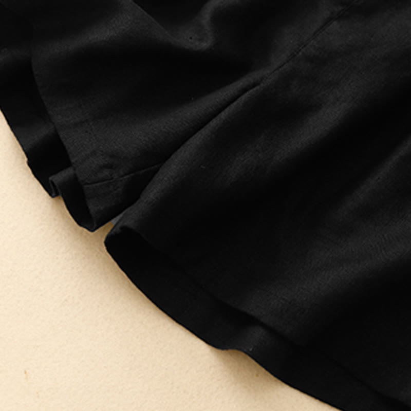 Pantalones cortos de verano para mujer, informales, plisados, lisos, de algodón y lino, con bolsillos, de Buddha Stones