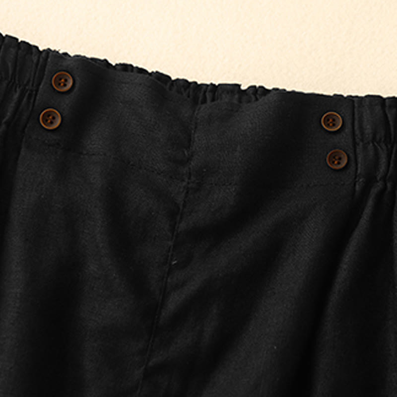 Pantalones cortos de verano para mujer, informales, plisados, lisos, de algodón y lino, con bolsillos, de Buddha Stones