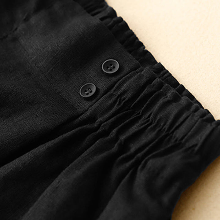 Pantalones cortos de verano para mujer, informales, plisados, lisos, de algodón y lino, con bolsillos, de Buddha Stones