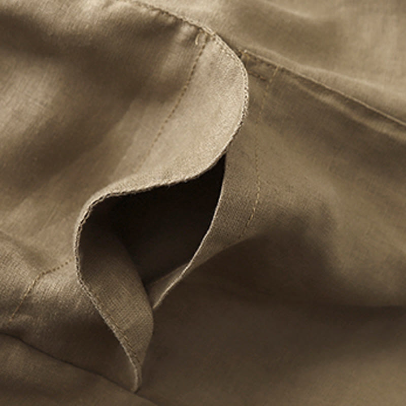 Pantalones cortos rectos elásticos de algodón y lino para mujer, informales, de verano, con bolsillos, de Buddha Stones