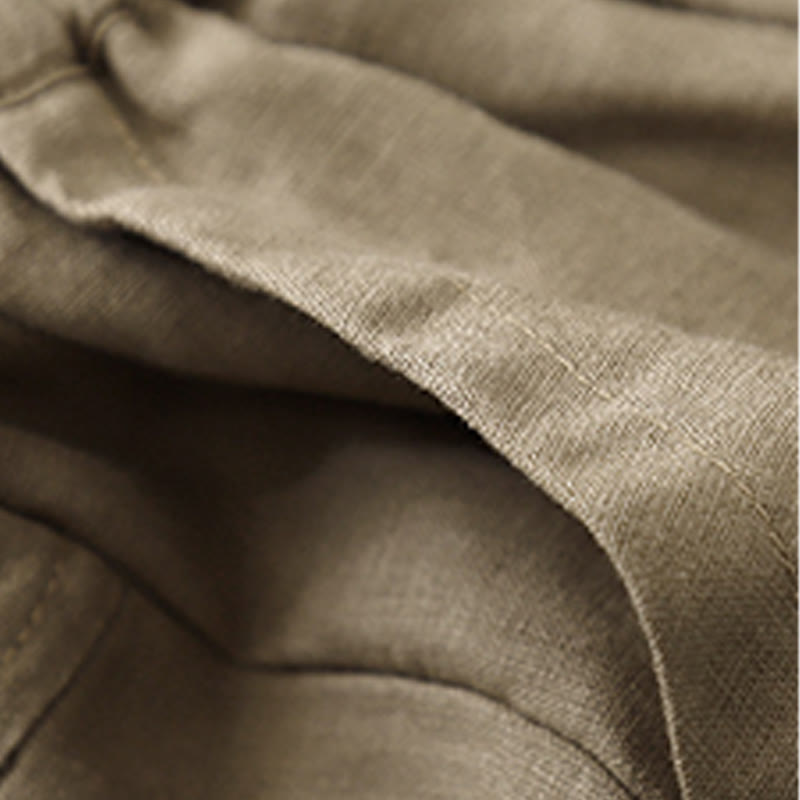 Pantalones cortos rectos elásticos de algodón y lino para mujer, informales, de verano, con bolsillos, de Buddha Stones - image 3